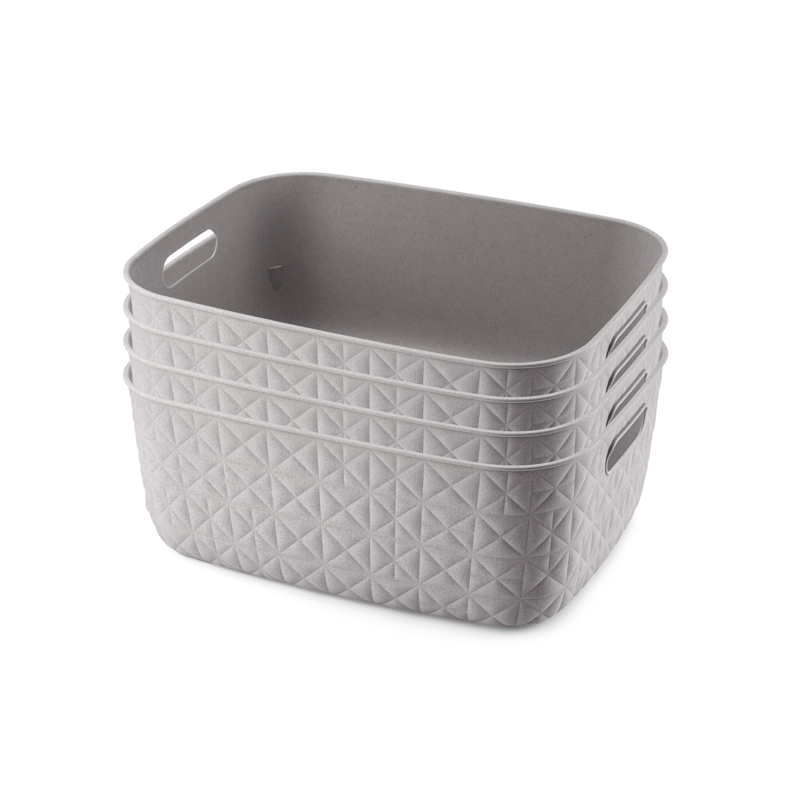 CURVER Softex 4x 12.5L Storage Baskets, 100 percent Recycled Material, Lightweight, For Bathroom, Living Room, Kitchen, Taupe