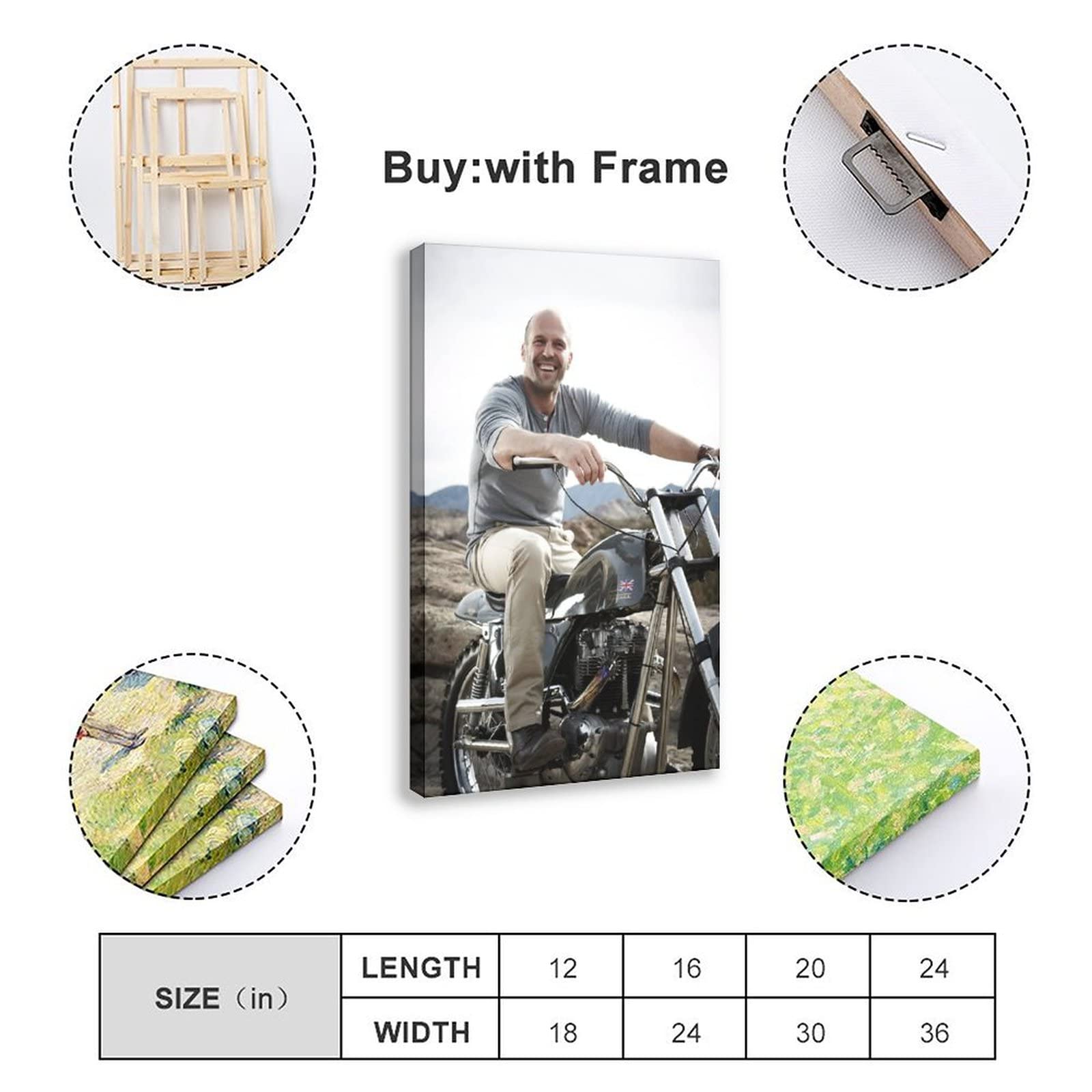 Jason Statham Poster 50x75cm - Schwarz-Weiß Leinwand Druck Für Wanddekoration