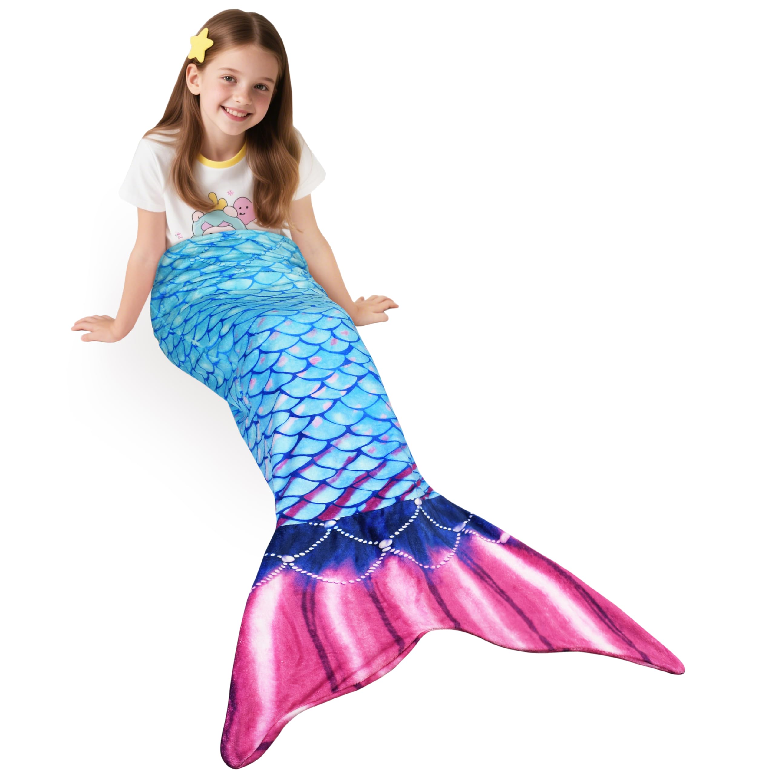 Catalonia Classy Mermaid Tail Blanket, Fish Scale Pattern Snuggle Blanket for Girls Woman, Ultra Soft Fleece Sleeping Throw for Kids, Cozy Mermaid Gift for Adult Toddlers — image 1