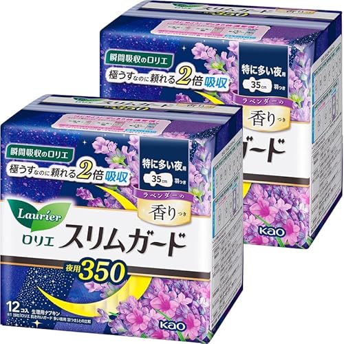 スリムガード しっかり夜用 350 羽つき 35cm ラベンダーの香り 12個入 × 2個セット (合計24枚)