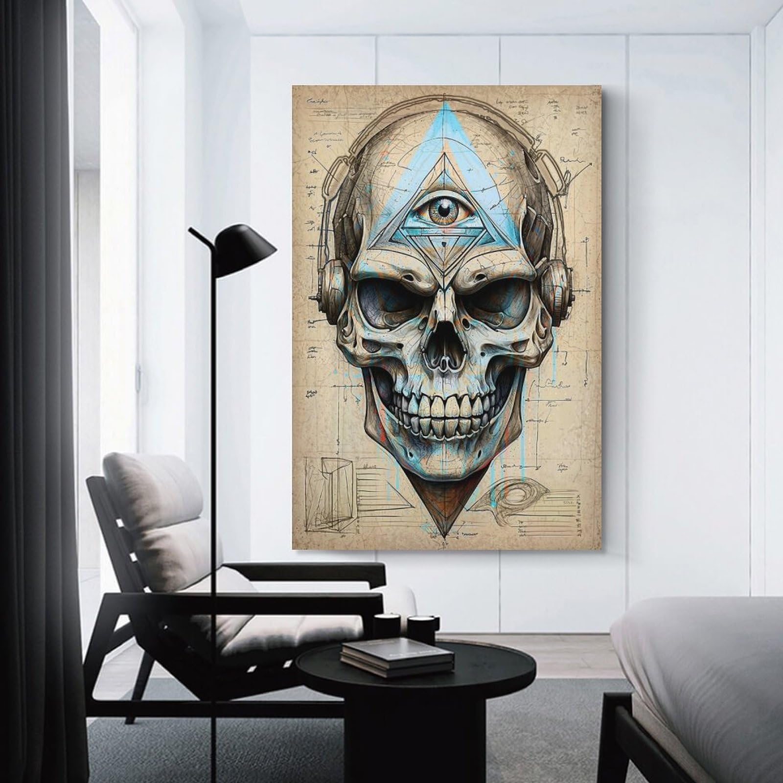 Junmoney Third Eye Blind Skull Canvas Art Print 12x18inch(30x45cm), for Bedroom Walls, Guest Spaces Or Lounges, Home Artwork with A Soft Interior Feel
