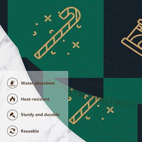 Miniatura 3 de Tapete de salvamanteles extra grande a cuadros verde y dorado, 3 piezas, resistente al calor, para ollas y sartenes calientes, salvamanteles para