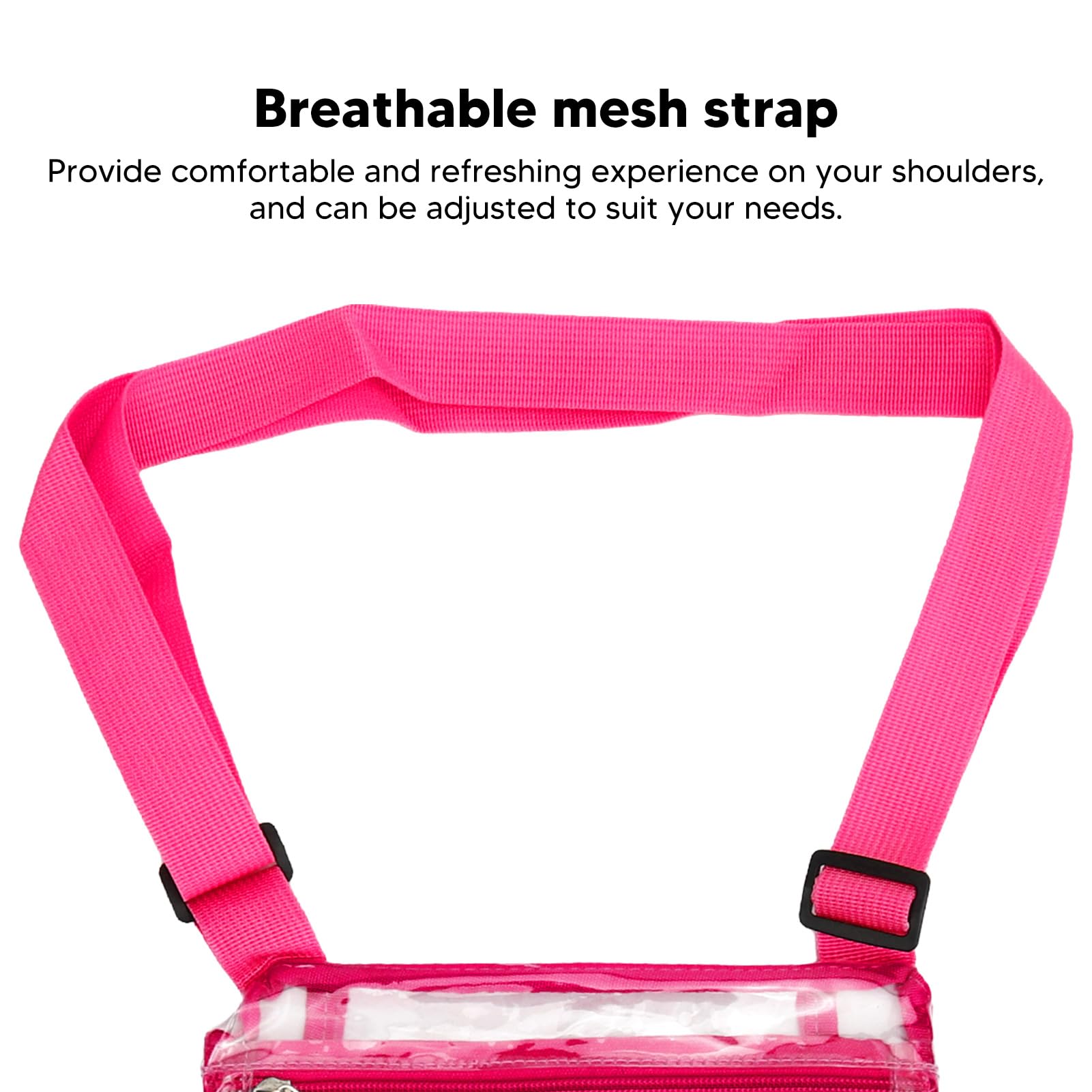 Borsa A Tracolla Trasparente In PVC – Piccola, Impermeabile, Per Concerti, Eventi Sportivi, Viaggi, Con Tracolla Regolabile, Rosa - 2