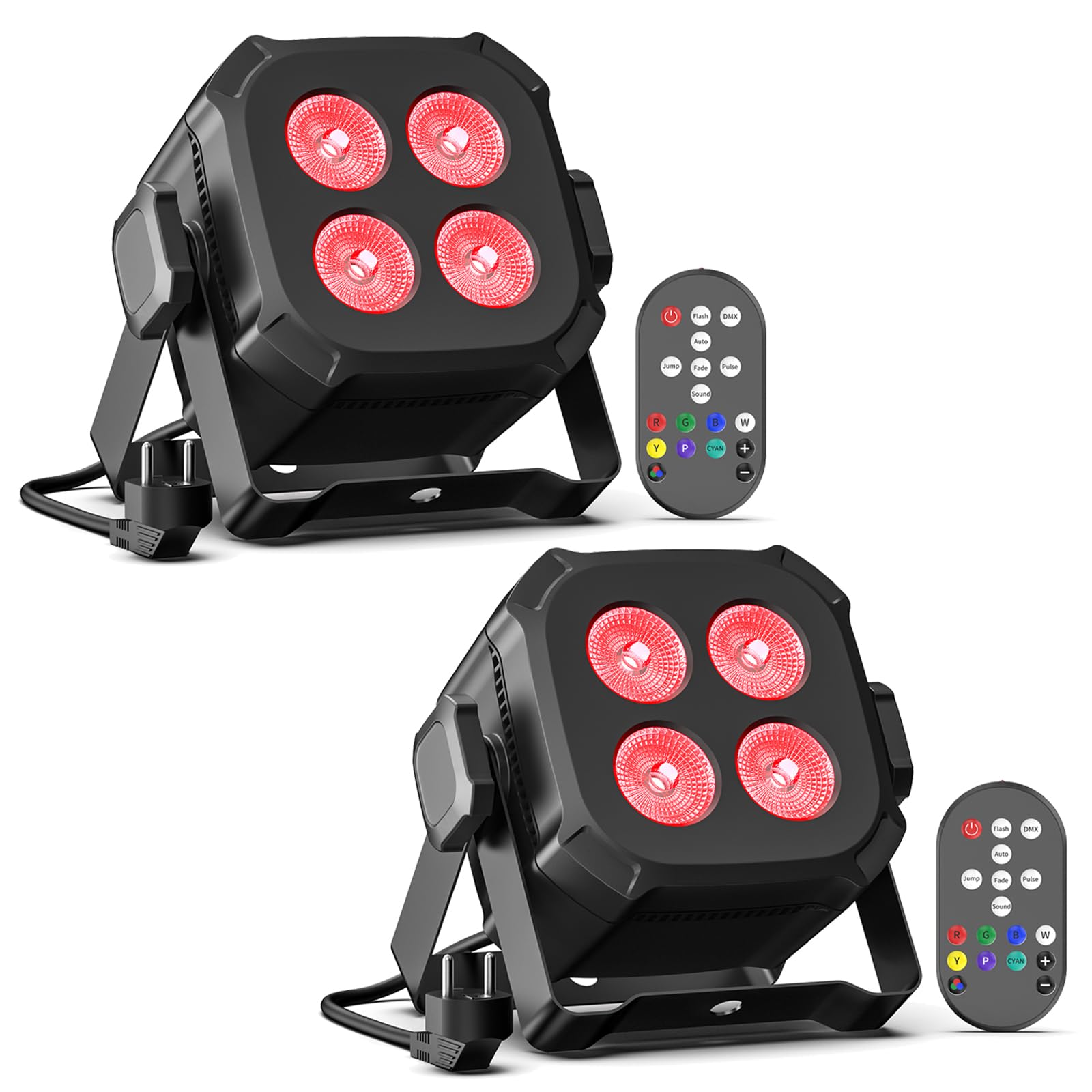 2PCS RGBW Par LED, 40W Luci del Palcoscenico DMX-4/8CH con Telecomando/Suono Attivato Luce di Scena, Luci Discoteca per Feste Bar Show DJ Matrimonio Halloween Natale