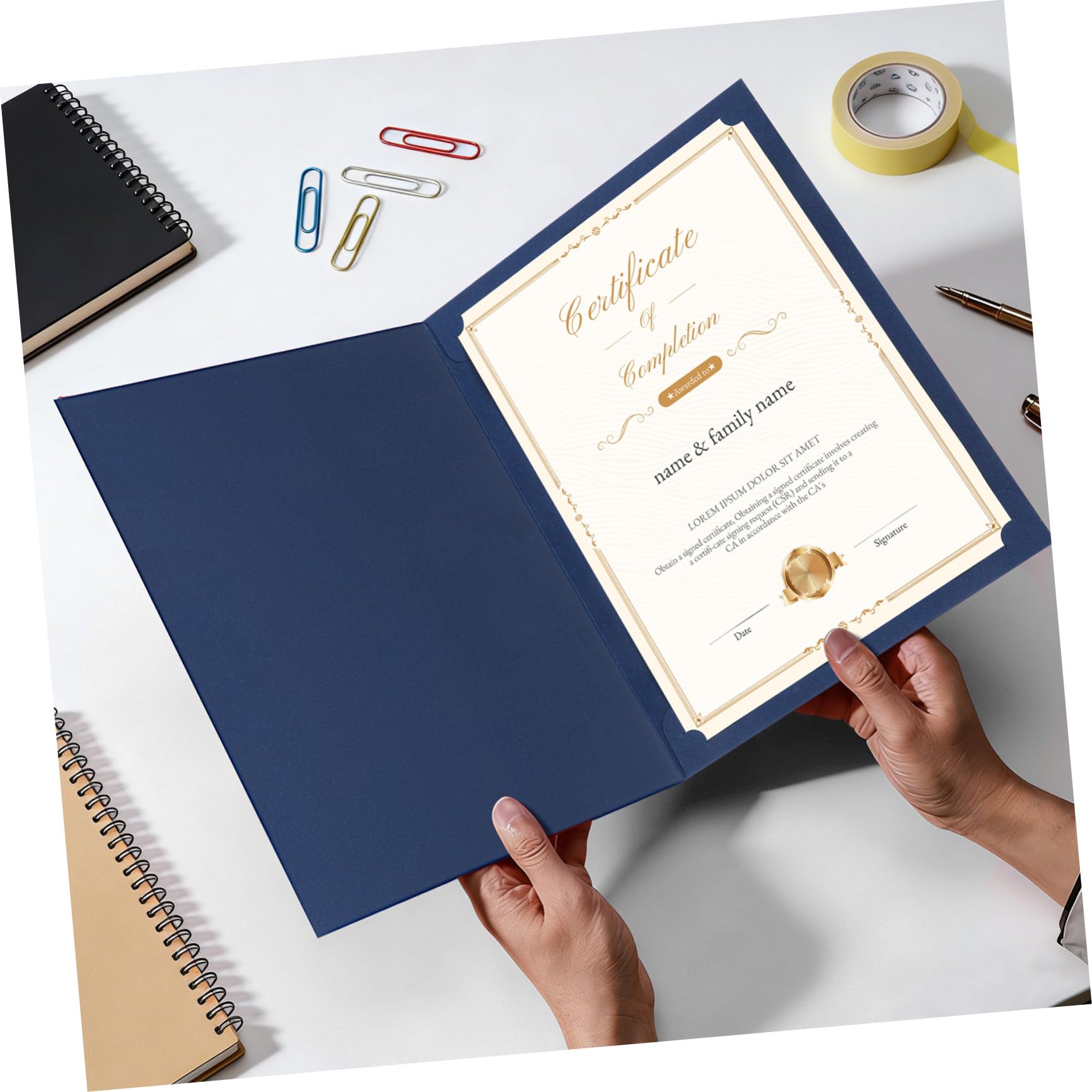 30 Pezzi Copertina per Certificati 8, 5x11 in Carta Bordo Oro