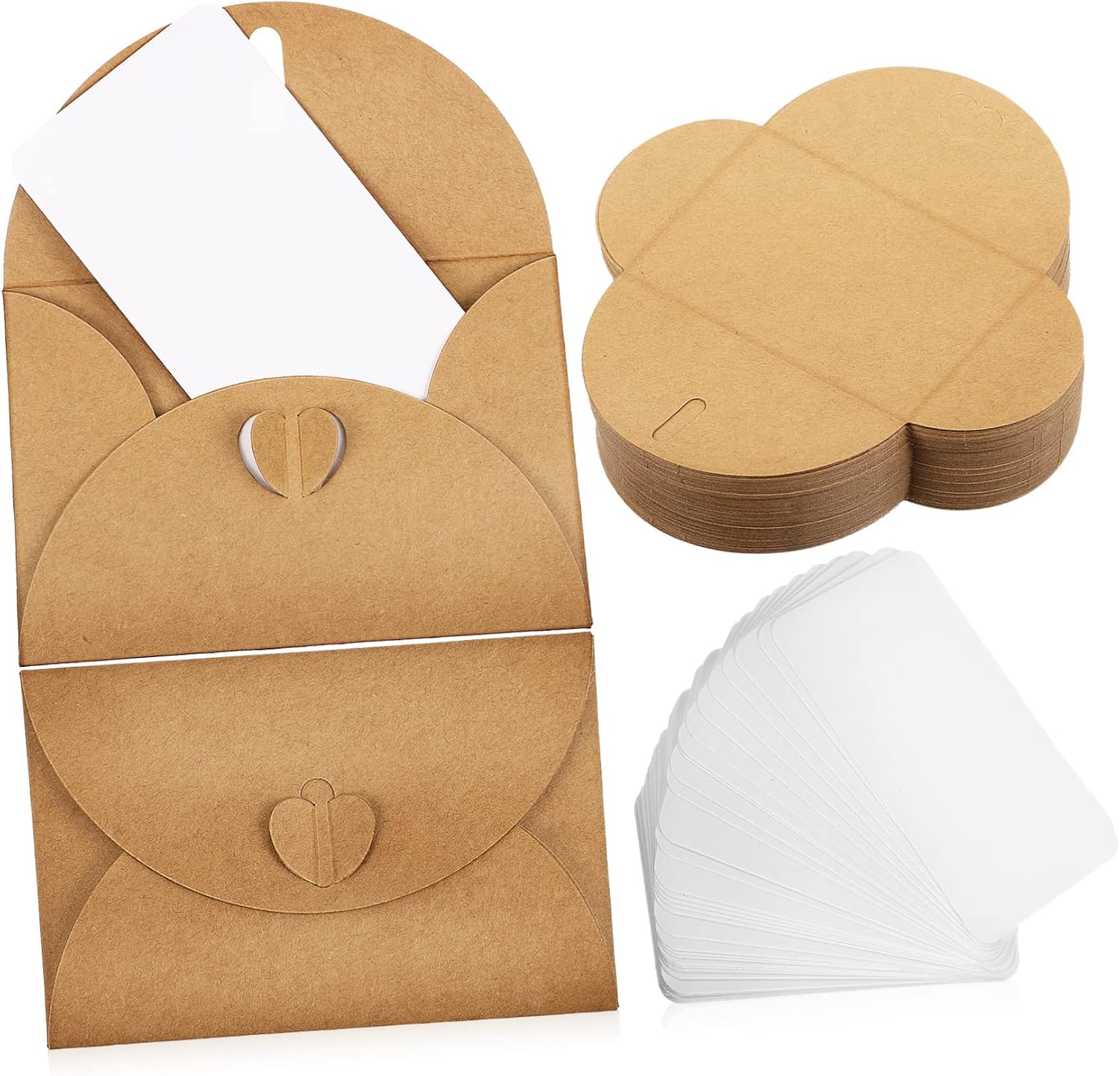 OSALADI Retro Envelope Love Button Kraft Paper Cards Blank for Writing White Cardstock Festival Cards Versatile Use