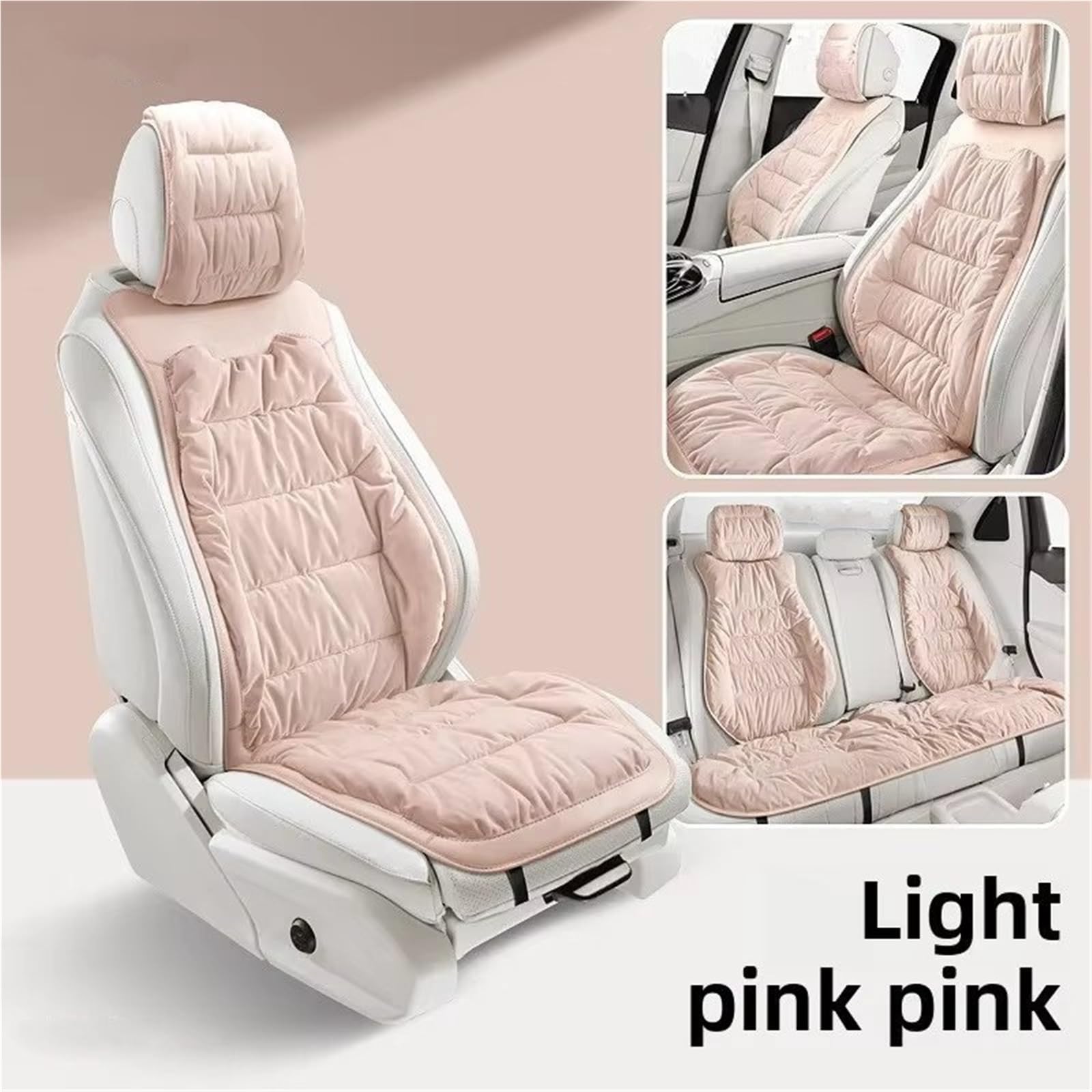 protector asiento coche Funda Universal Para Asientos De Coche De 5 Plazas, De Plumón De Invierno, Transpirable, Para Mayor Protección, Fácil De Instalar Y Con Un Bonito Interior.(Pink)