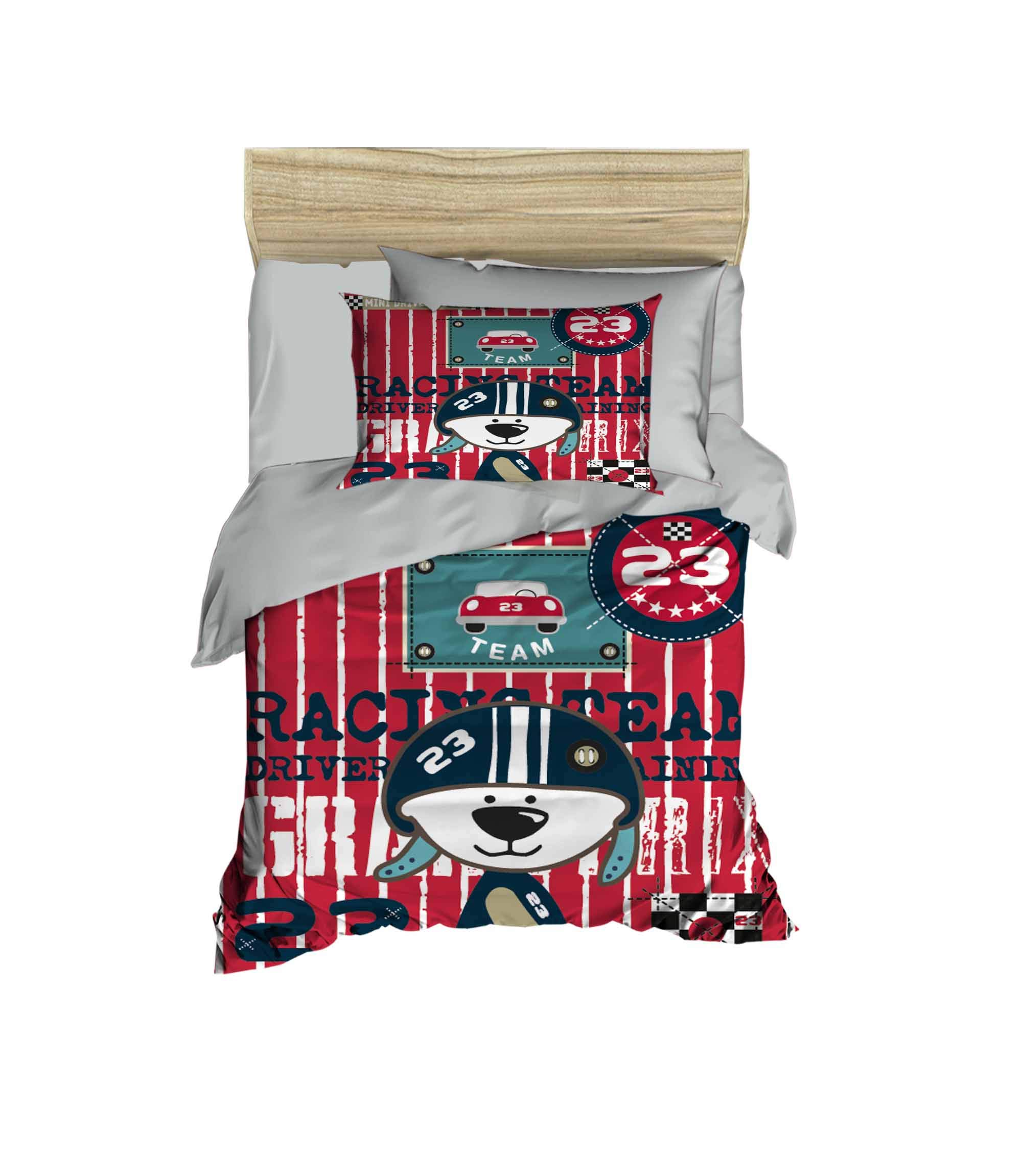 paradise RANFORCE 100% Cotton Baby Bedding, Dog Themed Duvet Cover Set, Crib Bedding for Baby Boys, Red