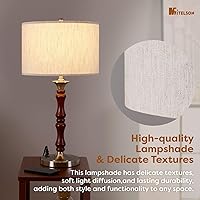Vista 6 de Bedside Table Lamp for Bedroom, Modern Desk Lamp with Dimmable Switch and Bulb, Minimalist Night Stand Light Lamp with Fabric Shade, Desk Reading