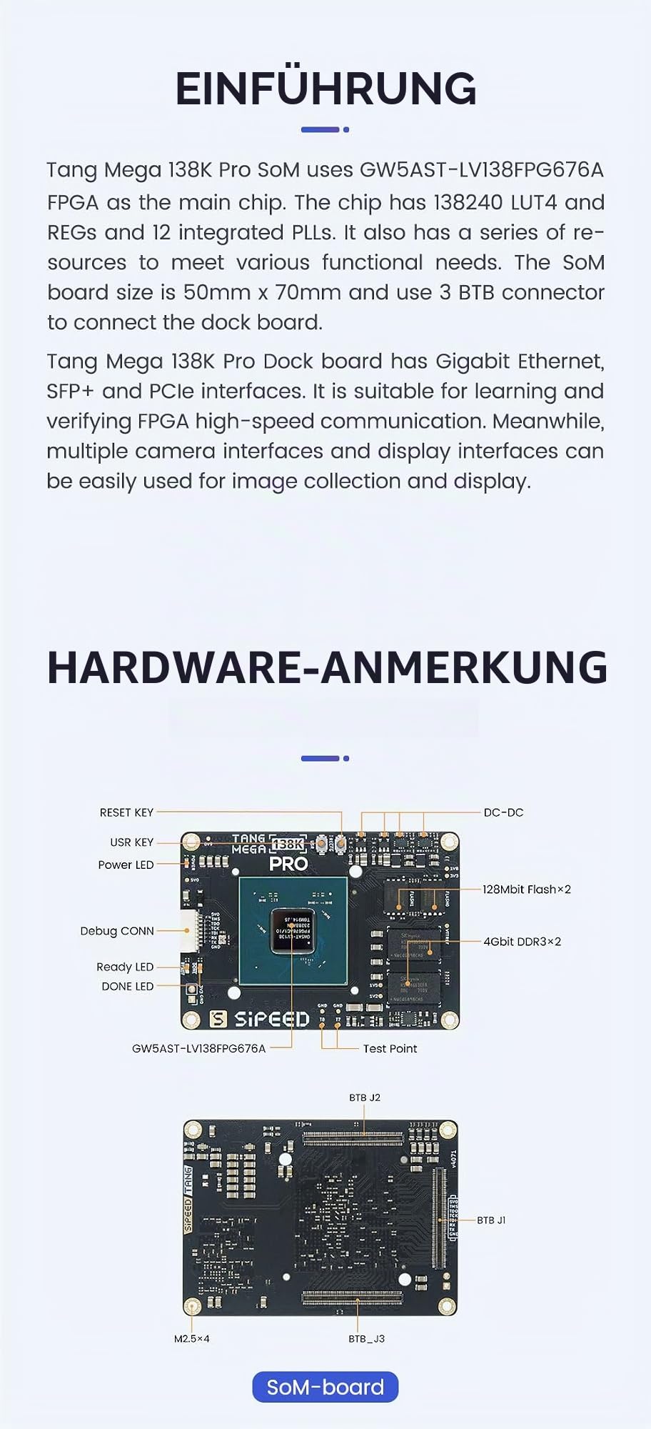 Sipeed Tang Mega 138K Pro Dock GW5AST RISC-V FPGA Development Board Kit, 1GB DDR3 Single Board Computer, onboard PCIe3.0 SFP SFP+ GbE PMOD Port for AI Development Education FPGA Programming