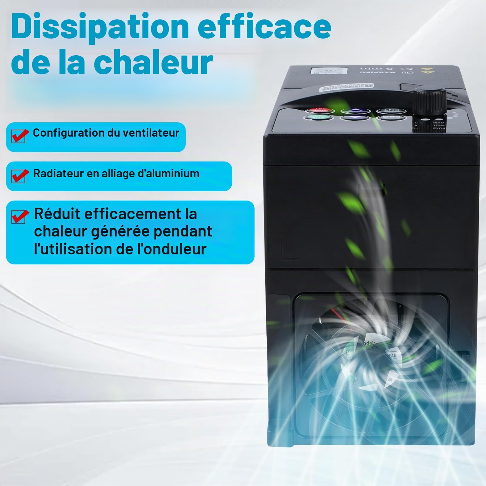 2.2KW Variateur de frequence 220V Entrée monophasée 220v Sortie triphasée 230v Variateur de fréquence Tableau de commande amovible modèle V3-222EE (avec câble d'extension de 1.5m)