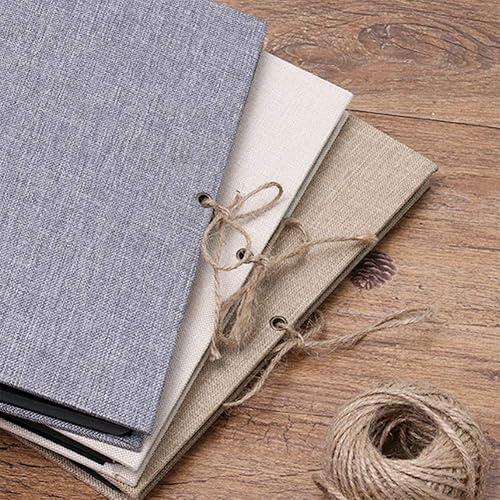 Miniatura 7 de Álbum de fotos, álbum de recortes, cubierta de lino AIOR de 11 x 8.3 pulgadas, 60 páginas de recortes, álbum de recortes de bricolaje para 3 x 5, 4