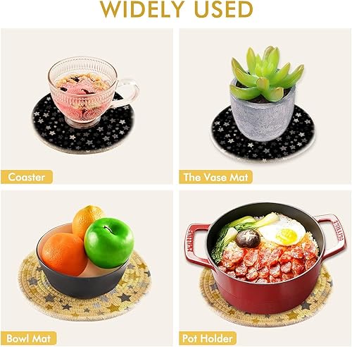 Miniatura 32 de Trivets for Hot Dishes Pots and Pans 2 PC Pot Holders Heat Resistant Cotton Round Potholders for Kitchen Countertop Decorative Autumn Maple Leaves