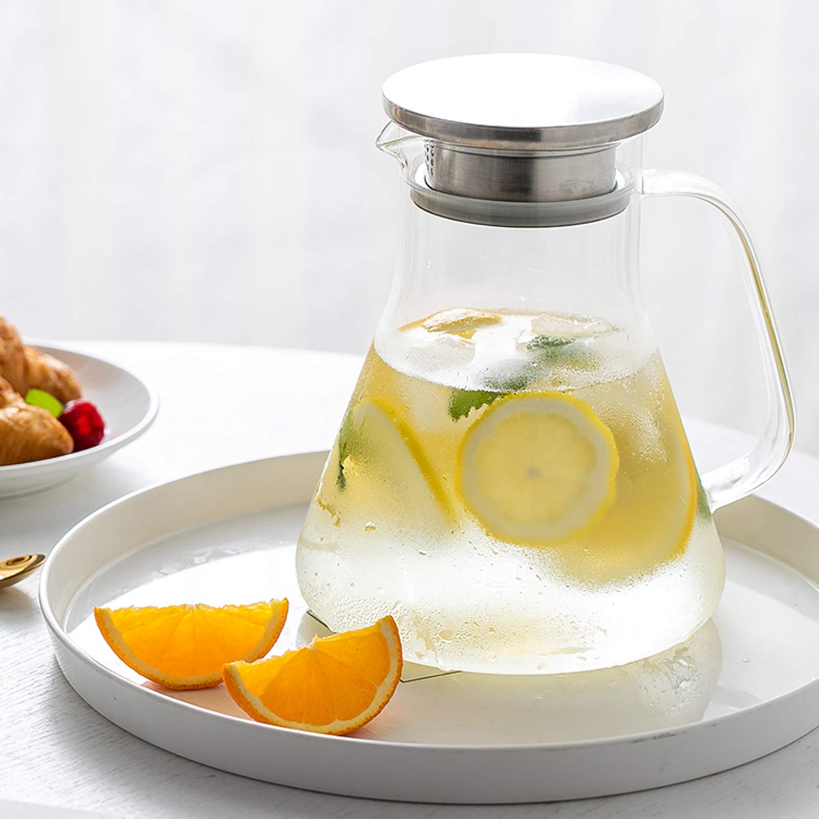 Pichet Verre de ménage Cafare avec poignée Pichet en Verre résistant à la température élevée for Le jus, Le Lait, Les Boissons glacées sans Goutte Pichets