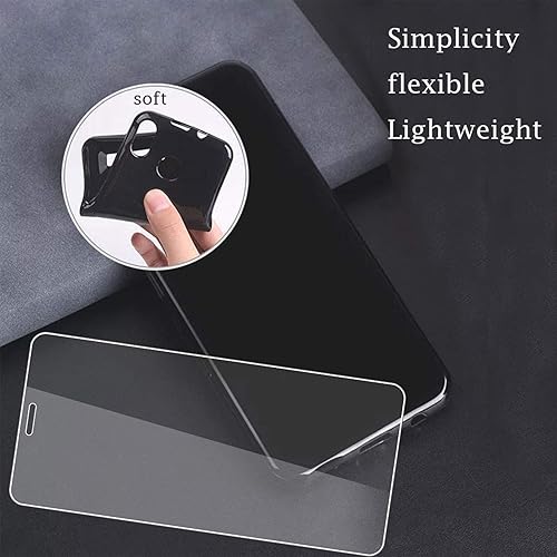 Miniatura 2 de Película de vidrio templado + cubierta para LG Wing [6.80 pulgadas], protector de pantalla y carcasa rígida a través de plástico negro para