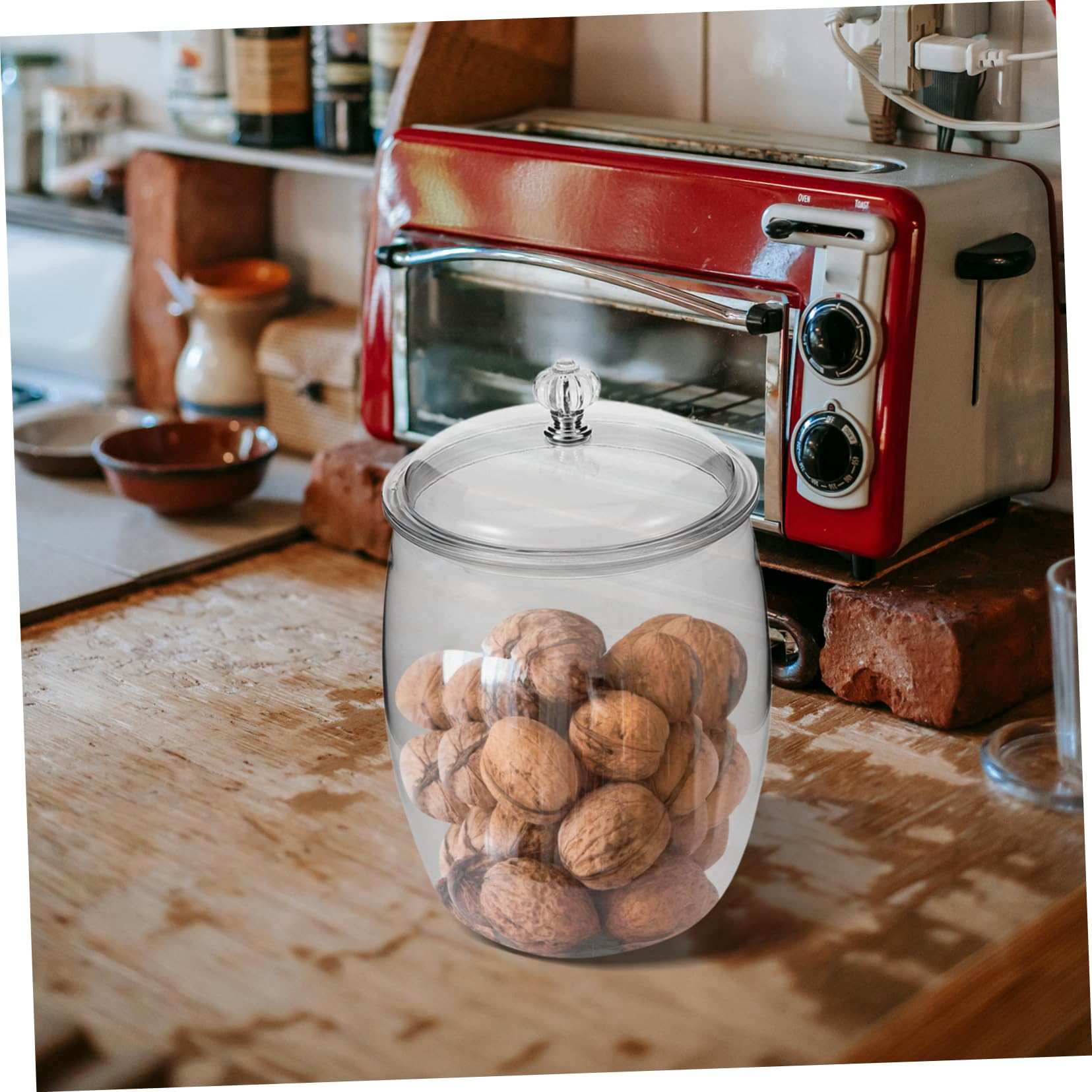 Barattolo Colore Casuale di Plastica Ermetico per Biscotti e Caramelle e Coperchio Sigillato con Grande Capacità 3,8l per Conservare Alimenti Freschi in Casa