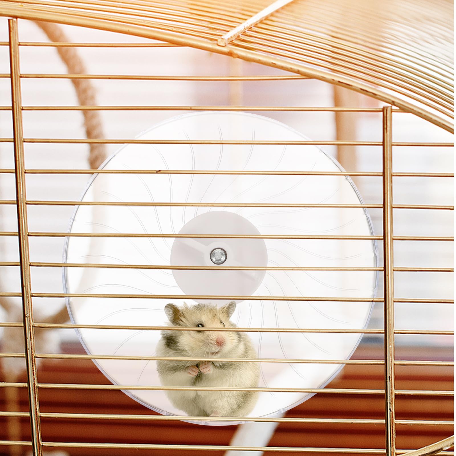 BESTonZON Hamster Exercise Wheel Transparent Plastic Silent Running Wheel for Hamsters, Mice & Gerbils Low Noise Small Pet Toy with Smooth Edges (14x14cm)