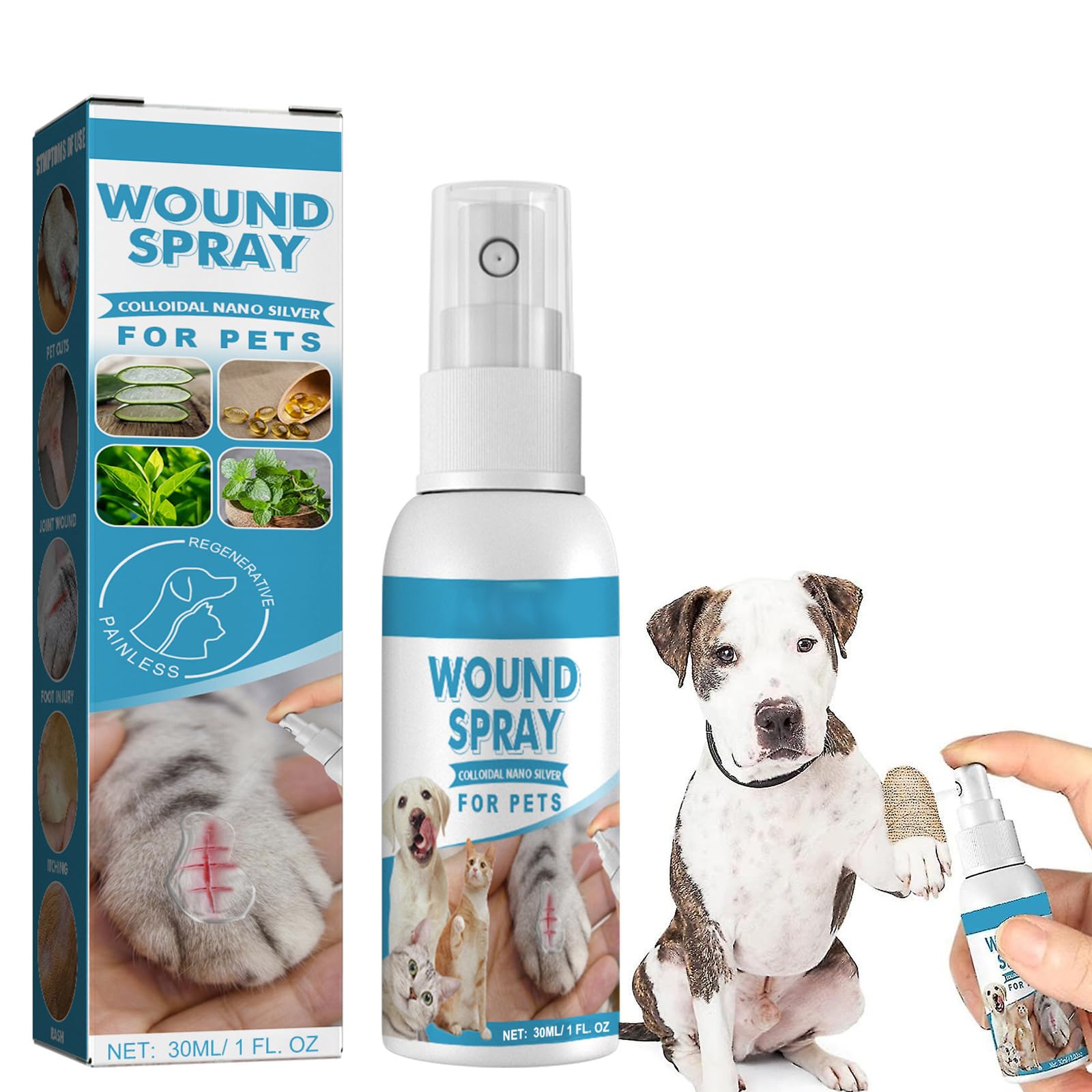 Spray Cicatrizzante per Cani,Spray per Ferite per Animali Domestici,Spray Antisettico per Cani e Gatti Ferite Cura,Spray per Cani e Gatti Ferite Cura,Pet Wound And Skincare Spray,30ml