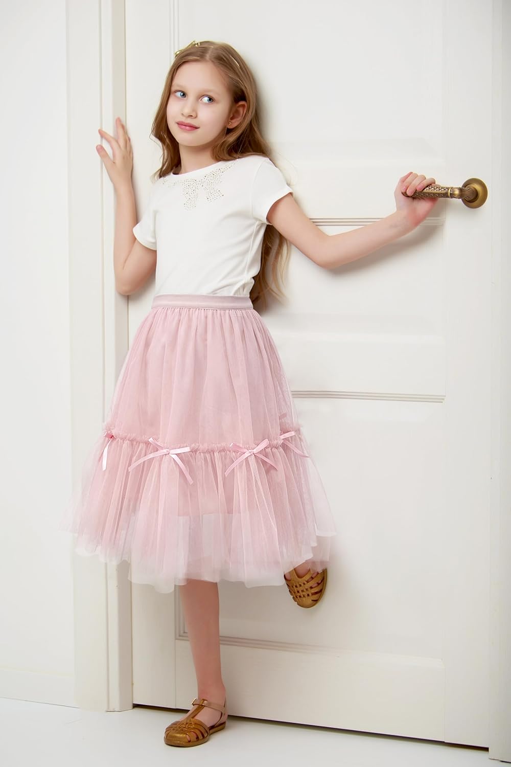 Jastore Girls High Waist Tulle Skirts A-line Mesh Skirt Midi Tutu Skirts Dress for Toddler Girl - Image 3
