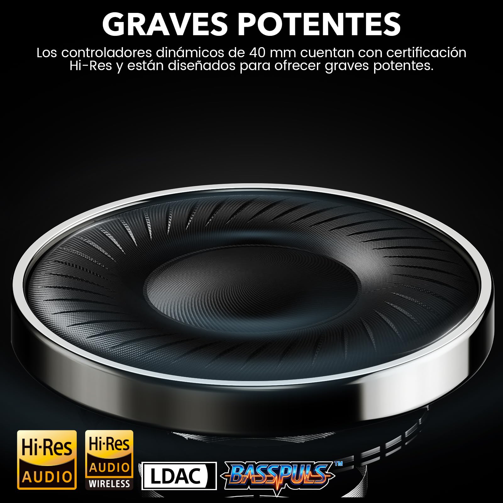 1Mii Y8+ Cascos Inalámbricos Bluetooth Cancelación Ruido Diadema, Negro | ANC Híbrida, Sonido LDAC Hi-Res con Graves Potentes, 100 h de reproducción, BT 6.0, Cómodos, EQ personalizable con App
