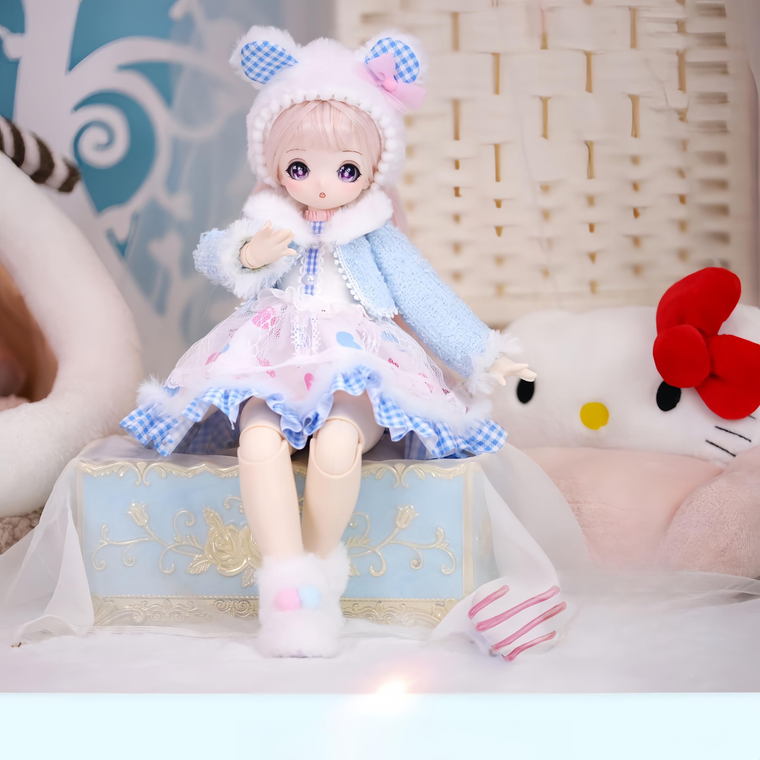 Amazon.com: 1/4 BJD Doll Kawaii Doll Move Joints Handmade Makeup