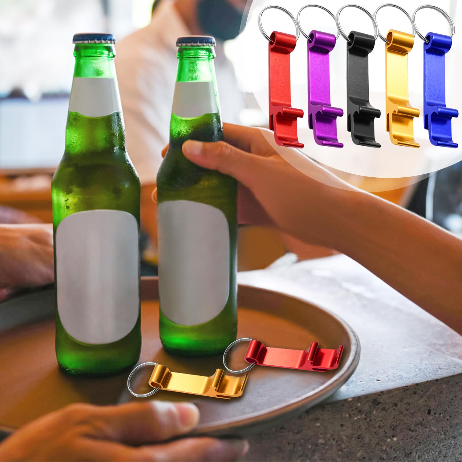 Llaveros abrebotellas de aluminio lote 20 piezas 5 colores