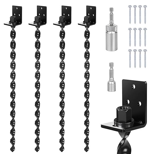 24" Heavy Duty Ground Anchors Screw in, Set of 4