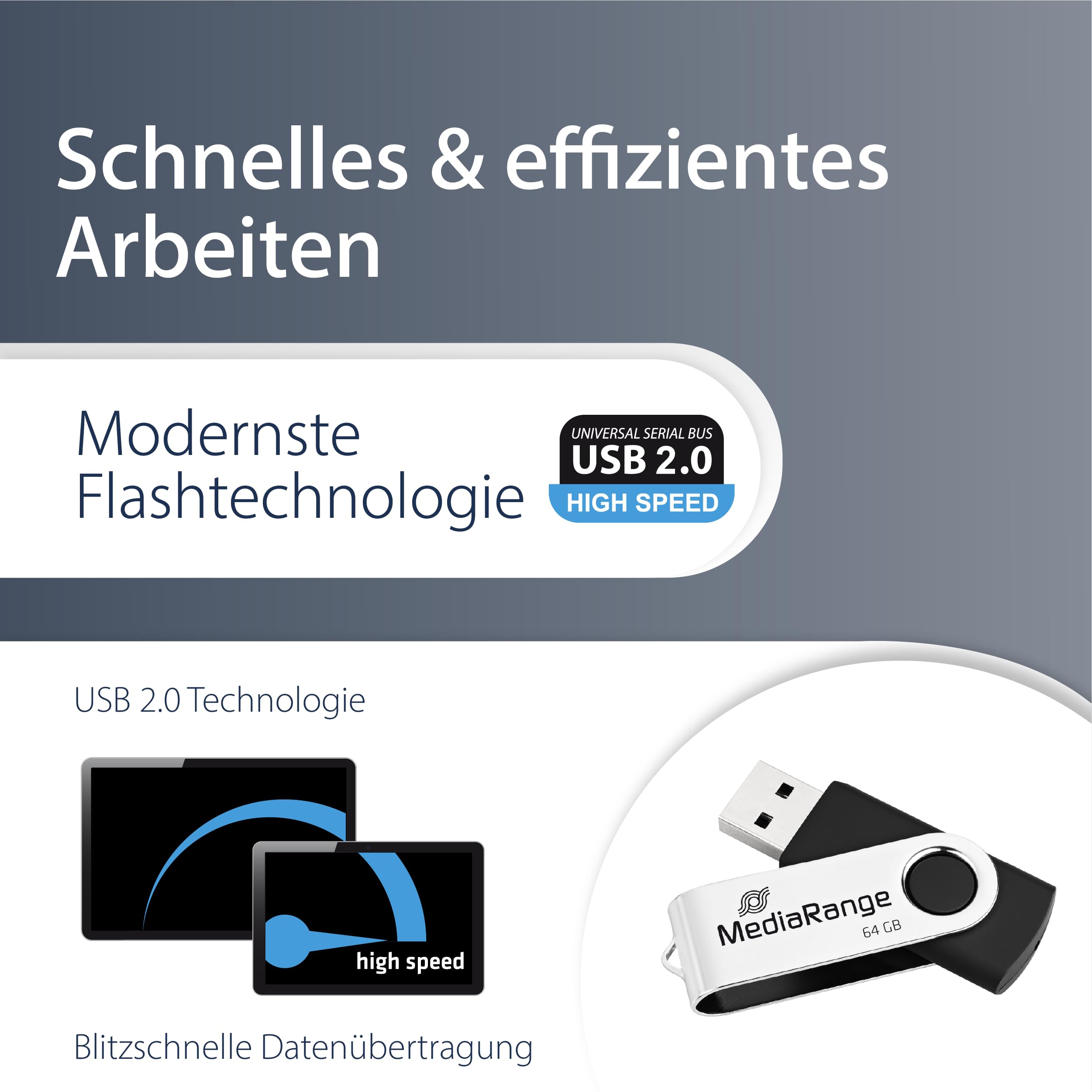 MediaRange - MR1904 Unidad Flash USB 512 GB USB Tipo A 3.2 Gen 1 3 1 Gen 1 Negro Plata 4260664872511