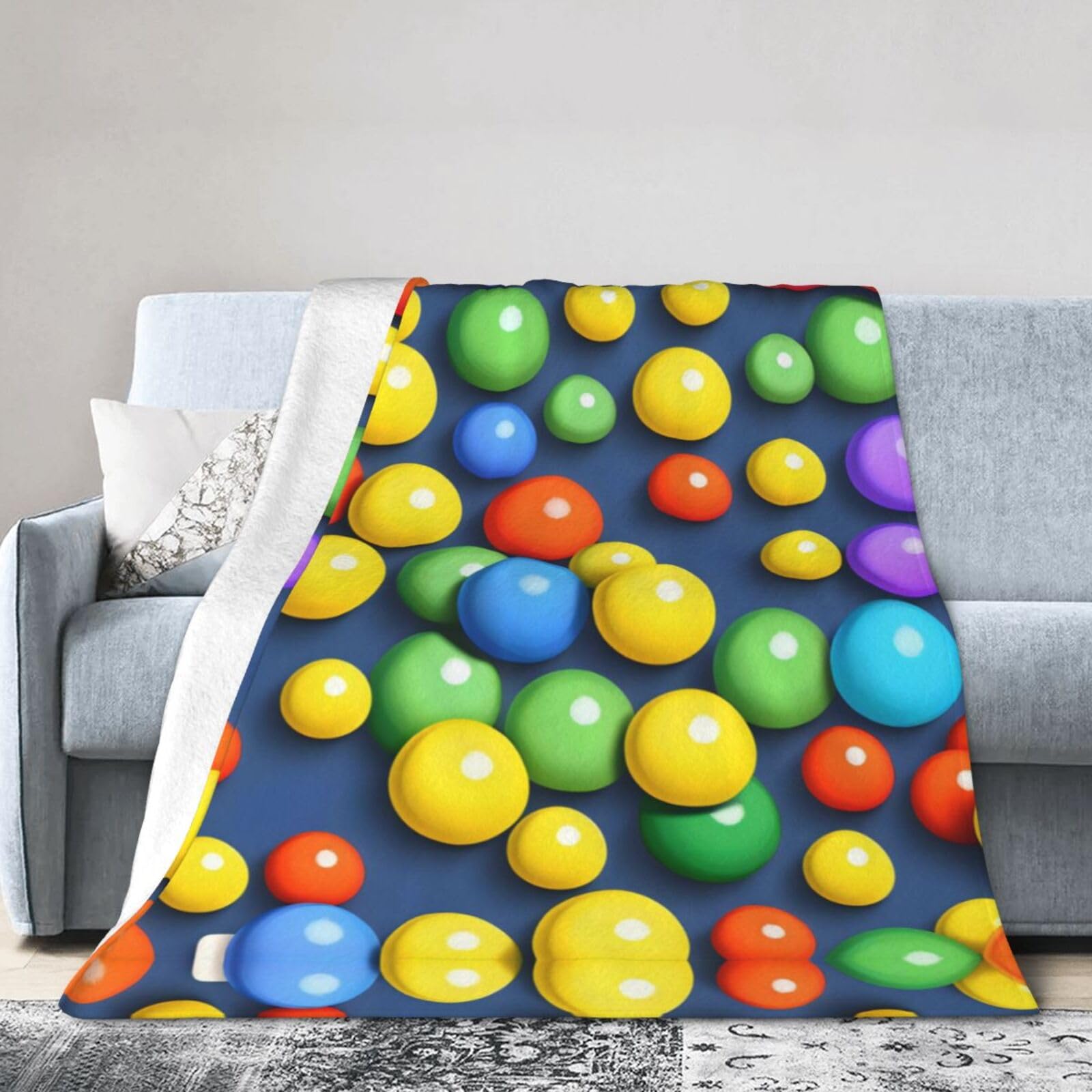 Colorful Balls 50"x40" Fleece Blanket, Full Size, Super Soft, Suitable for Bed, Sofa, Camping, All Seasons