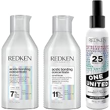 REDKEN Ultimate Bonding Bundle, Acidic Bonding Concentrate Shampoo and Conditioner 300 ml & One United 25 Multi-Benefits Leave In Conditioner and Treatment Spray 150 ml, The Ultimate Three Step Bundle to Stronger-Looking Hair