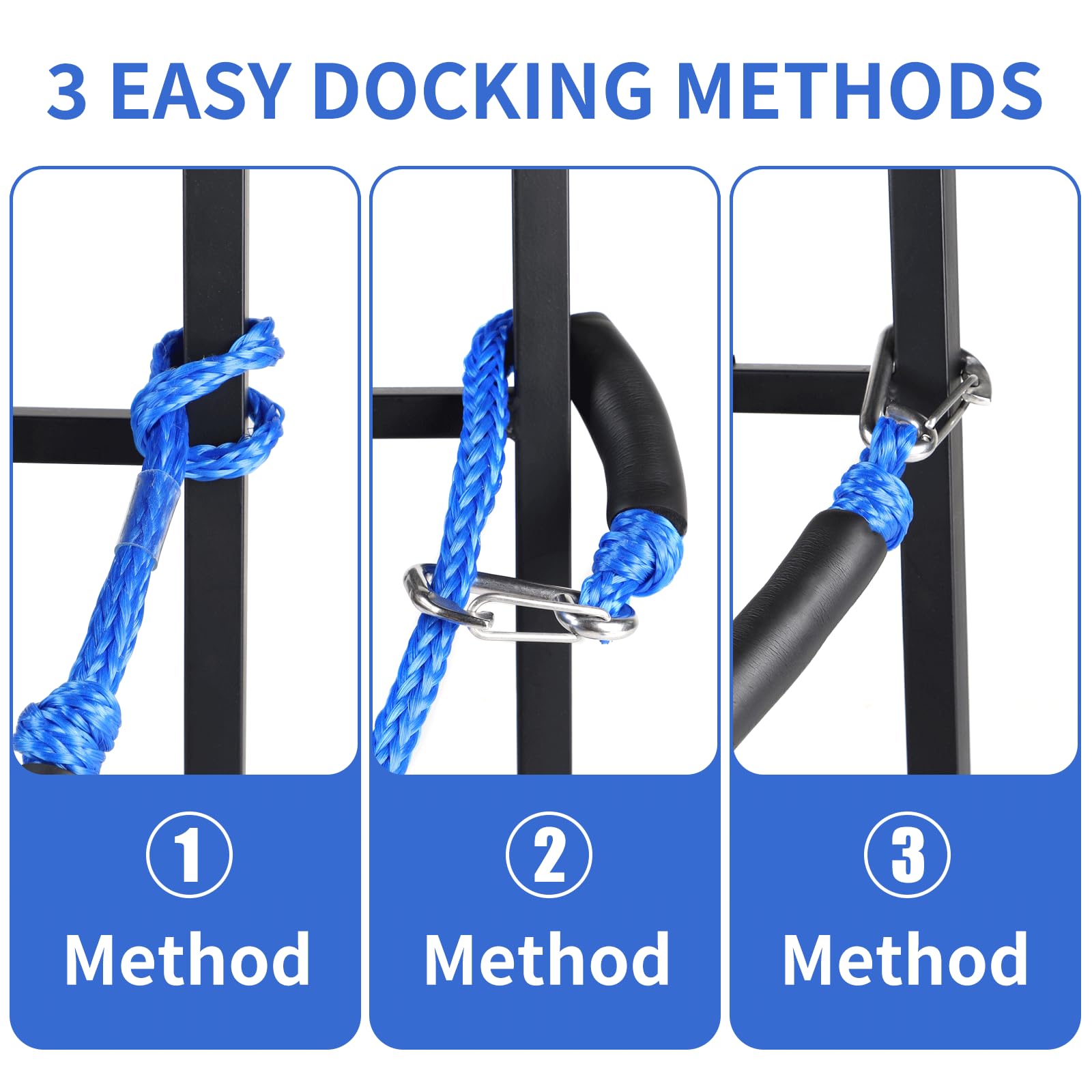 EFUTURETIME 2 x Festmacherleine Boot Bungee Seil 4 Feet (10cm), Bootsleine Festmacher Bungee Quick Release mit Auge und Haken, Tauwerk Bootszubehör für Boote, Motorboot, Blau