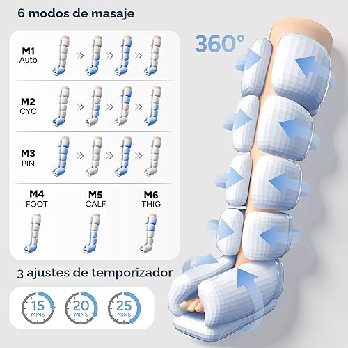 Miniatura 7 de Sistema de recuperación de compresión de aire secuencial: botas profesionales de compresión de piernas completas para circulación y recuperación