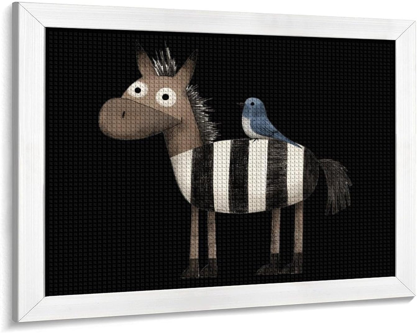Donkey And Bird Printed Diamond 5D Painting Kits DIY Full Drill Crafts for Home Wall Decor 16x20 Inch White Wood 50 * 40cm