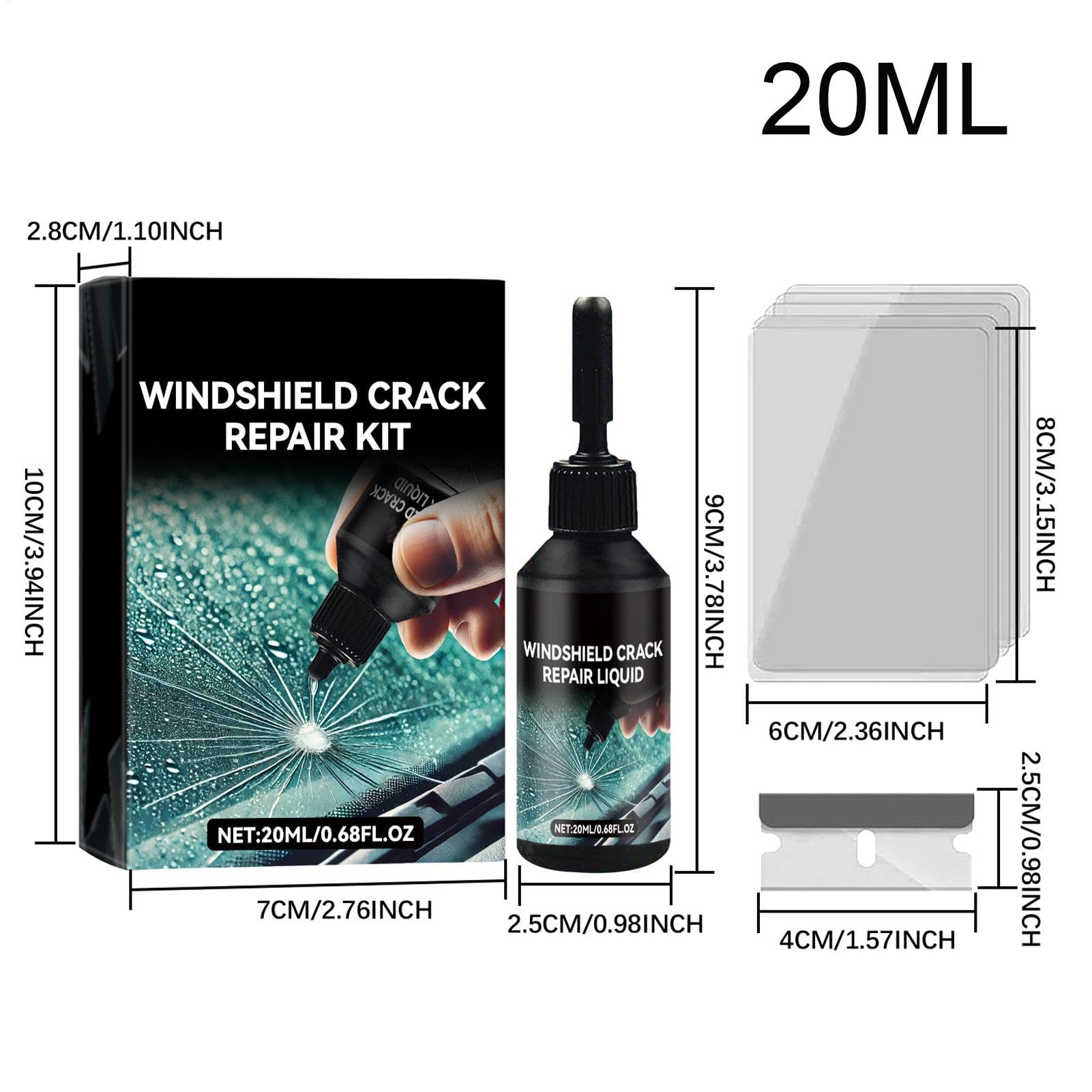 20 ml zestaw do naprawy szyby samochodowej | zestaw do naprawy szyby z klejem | klej do naprawy szyby | szybkie naprawy - narzędzie do naprawy szyby samochodowej