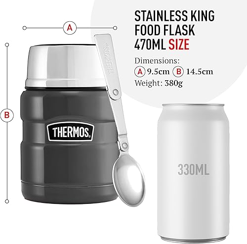 Miniatura 7 de Thermos Frasco de comida King de acero inoxidable, capacidad de 15.9 fl oz, elegante frasco multiusos para preparación diaria de alimentos, acero