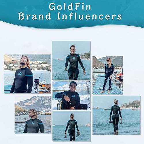 Miniatura 2 de GoldFin Traje de neopreno para hombre, 0.118 in, trajes húmedos de neopreno, traje completo con cremallera trasera para mantener el calor en agua