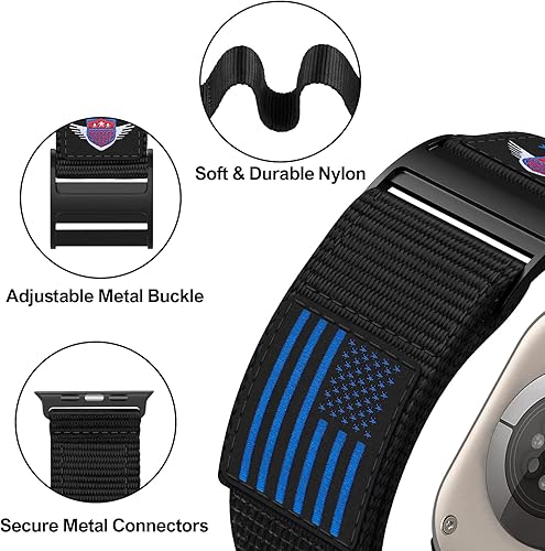 Miniatura 8 de Correa de nailon resistente compatible con Apple Watch Band de 1.929 in, 1.772 in, 1.732 in, 1.654 in, correa de repuesto suave con bucle deportivo