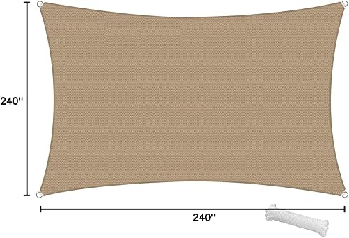 Miniatura 10 de SunnyRoyal Toldo tipo vela rectangular de 20 x 20 pies para dar sombra a patio, exterior, toldo de tela para jardín al aire libre
