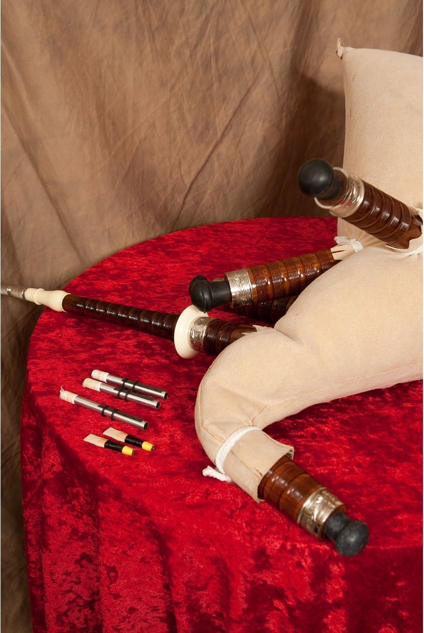 Full Size Bagpipe Engraved Nickel Plated w/Black Cover
