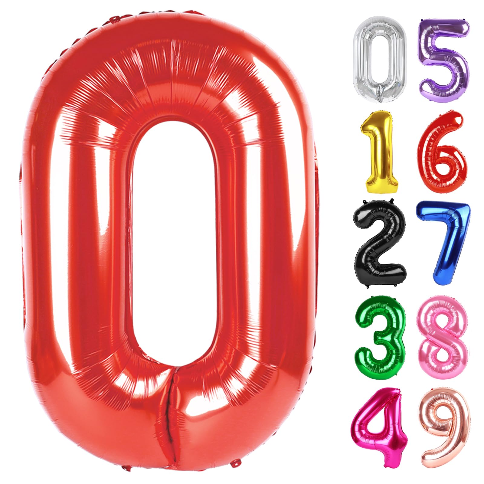 Red Number 0 Balloon 40 Inch, 0th Birthday Party Decorations Men Women