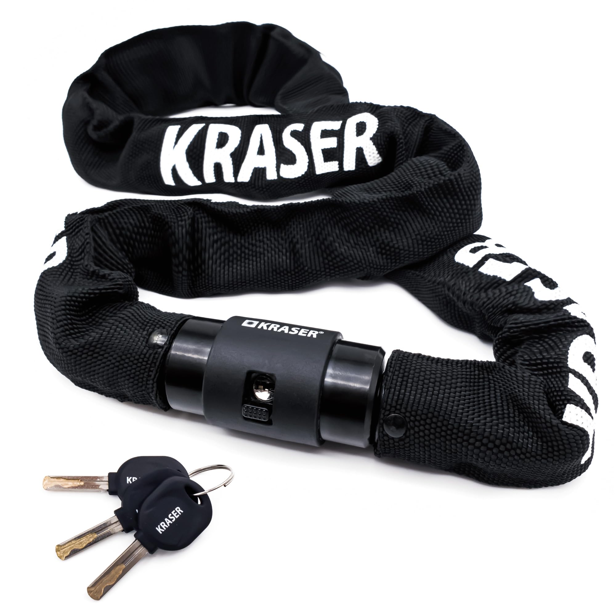 KRASER KR620 Kłódka Łańcuchowa z wodoodporną nasadką, Zamek łańcuchowy 6mm, łańcuch z obrotem 360 stopni, 100cm
