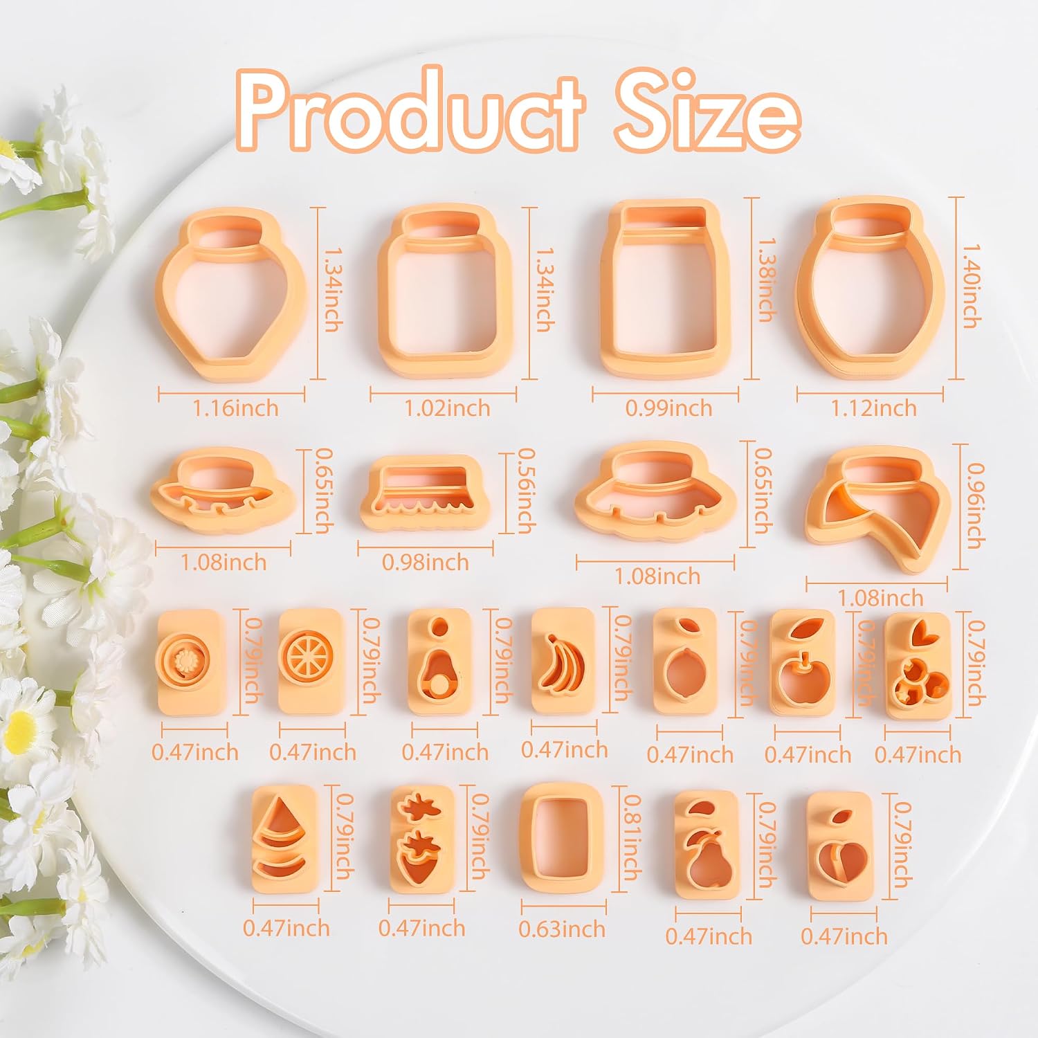 Puocaon Fruits Polymer Clay Cutters - 20 Pcs Cute Fruits Jar Clay Cutters for Polymer Clay Jewelry, Mini Fruit Stud Canned Jam Shape