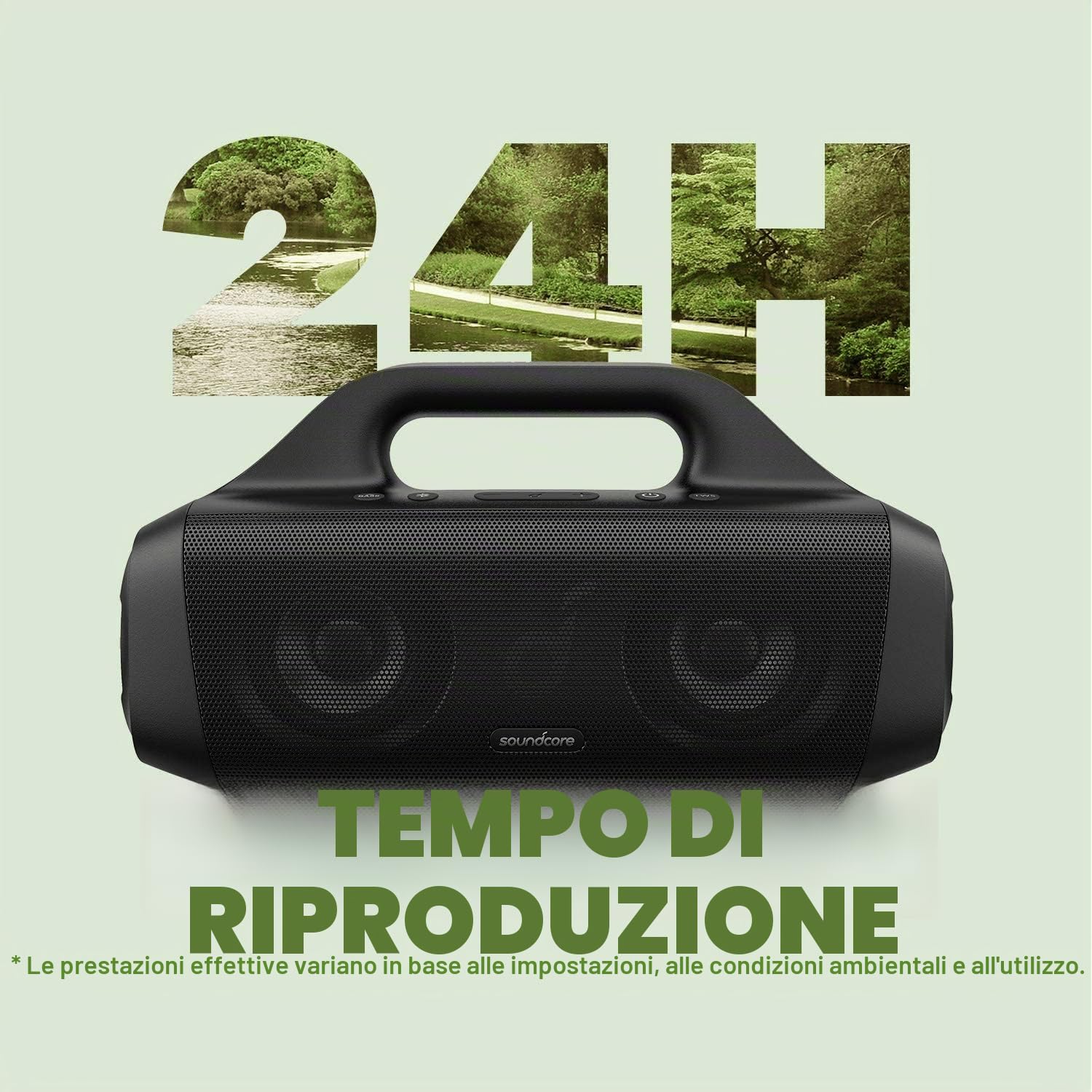 Soundcore Motion Boom Cassa Bluetooth Portatile, con driver audio in titanio, tecnologia BassUp, IPX7, 24h, ideale per esterni, giardino, spiaggia