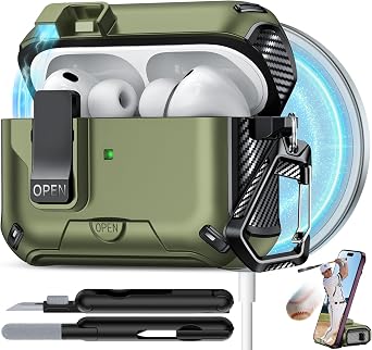 for AirPods Pro 3 Case with Lock Dark Green