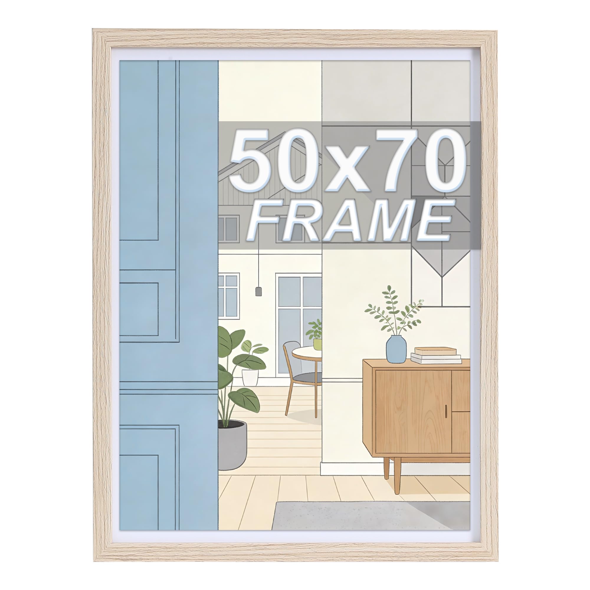 LYYYYX Picture Frame 50 x 70 cm with Anti-Reflective Acrylic Glass, Wooden Wall Picture Frame for Photos, Certificates, Posters & Puzzle, Set of 1 — image 1