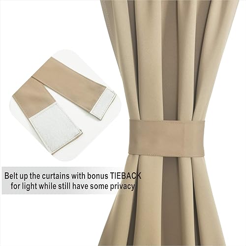 Miniatura 4 de Aquazolax FBA_AZUSFDP5472C08 Cortina opaca para puerta de tratamiento de ventanas, panel individual, color gris pardocaqui, 54 x 72 pulgadas (ancho