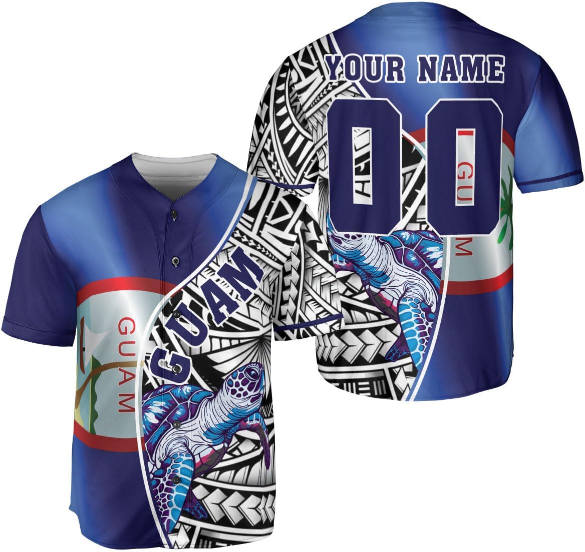 Personalized Guam Baseball Jersey Shirt, Guam Flag Jersey Gifts Guahan, Guam Islander Pride Shirts for Men & Women