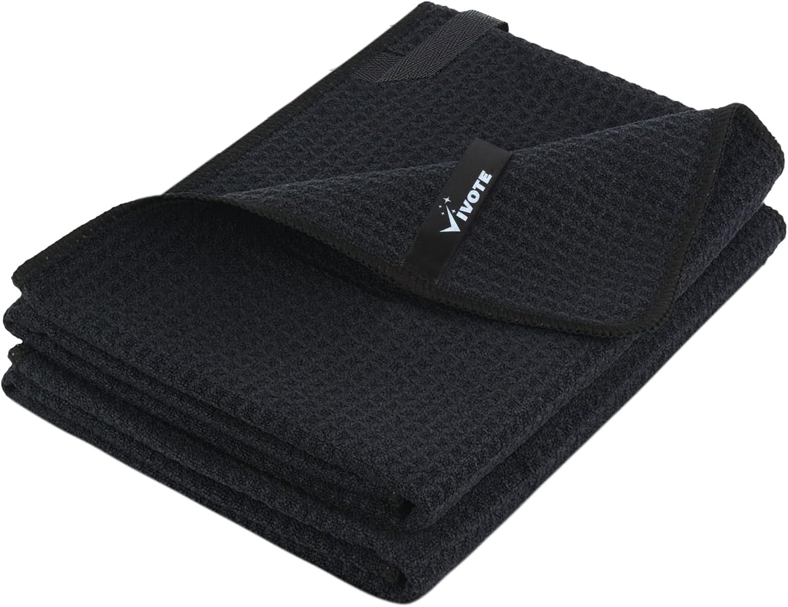 VIVOTE Mikrofasertücher Barista Tuch Schwarz Waffeltuch Spüllappen Küchentuch, Strapazierfähig, Fusselfrei, Weich und Saugfähig, 50 x 70 cm Extra Großes Reinigungstuch, Schwarz, 2 Stück