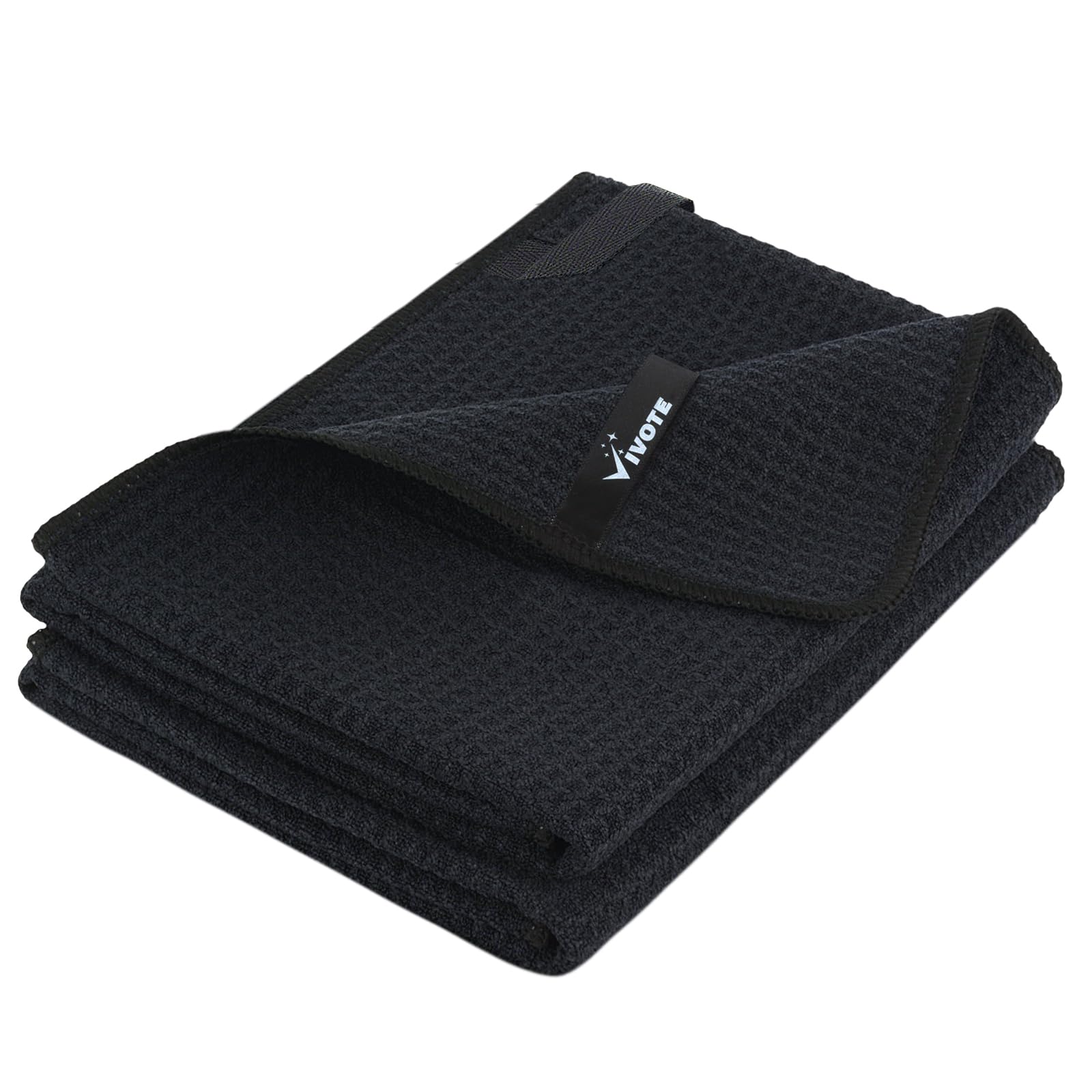 VIVOTE Mikrofasertücher Barista Tuch Schwarz Waffeltuch Spüllappen Küchentuch, Strapazierfähig, Fusselfrei, Weich und Saugfähig, 50 x 70 cm Extra Großes Reinigungstuch, Schwarz, 2 Stück