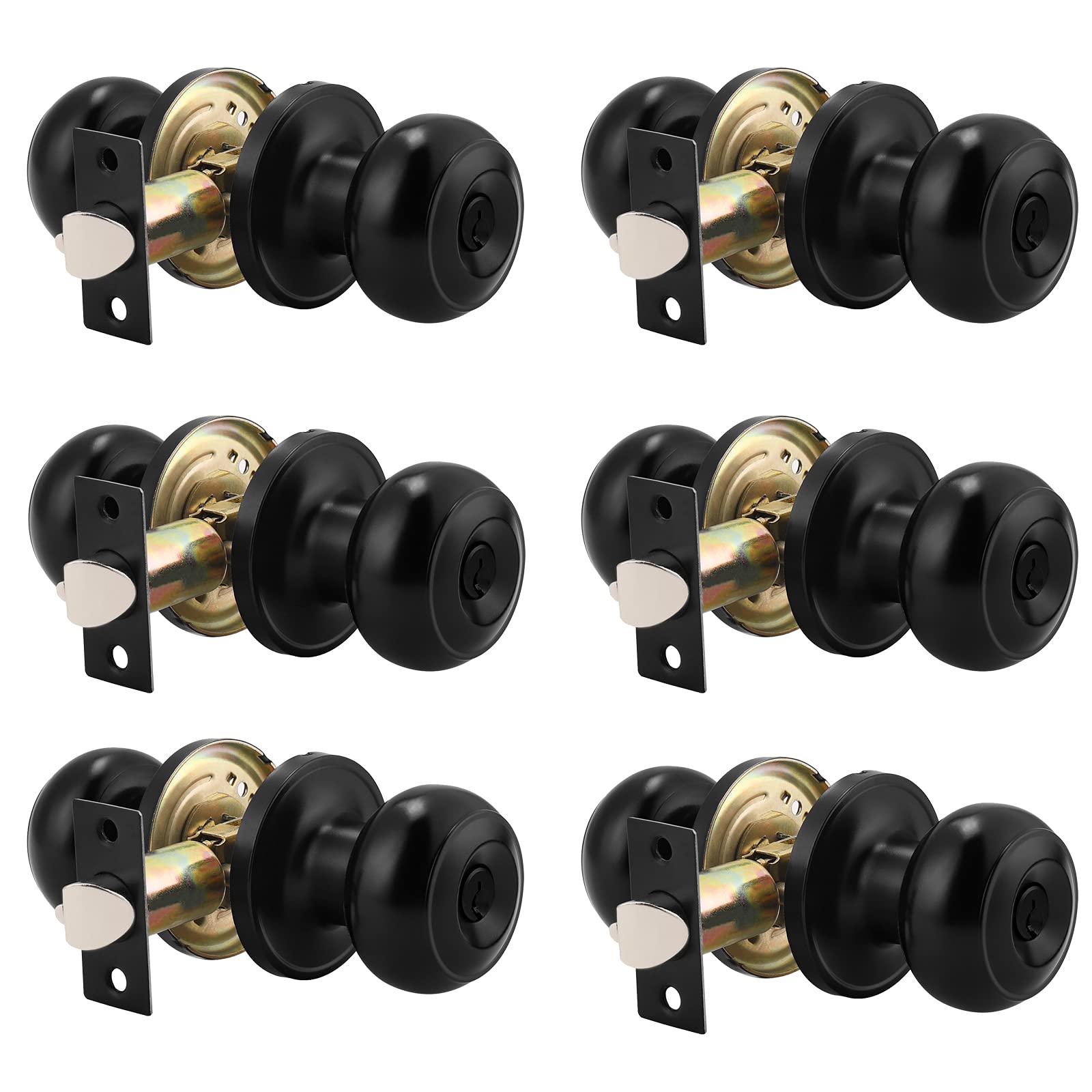 Antique Brass Door Knobs - Keyed Alike Lockset (Pack of 3) -28